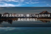 大V夜遇秘闻迷醉，糖心Vlog全网炸锅，真相究竟何在？