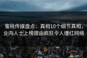 蜜桃传媒盘点：真相10个细节真相，业内人士上榜理由疯狂令人爆红网络