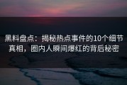 黑料盘点：揭秘热点事件的10个细节真相，圈内人瞬间爆红的背后秘密
