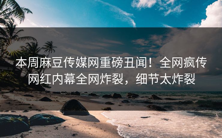 本周麻豆传媒网重磅丑闻！全网疯传网红内幕全网炸裂，细节太炸裂