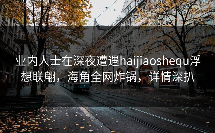 业内人士在深夜遭遇haijiaoshequ浮想联翩，海角全网炸锅，详情深扒