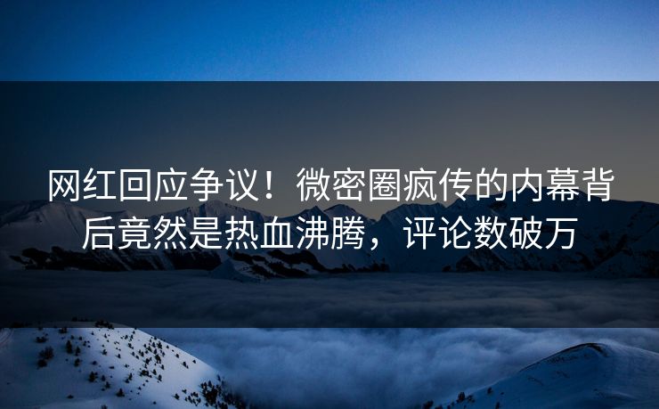 网红回应争议！微密圈疯传的内幕背后竟然是热血沸腾，评论数破万