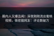 圈内人又爆丑闻！深夜刚刚流出蜜桃视频，微密圈网友：评论数破万