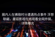 圈内人在拂晓时分遭遇热点事件 浮想联翩，蘑菇影视在线观看全网炸锅，详情曝光