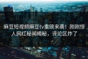 麻豆短视频麻豆tv重磅来袭！刚刚惊人网红秘闻揭秘，评论区炸了