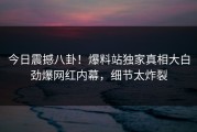 今日震撼八卦！爆料站独家真相大白劲爆网红内幕，细节太炸裂