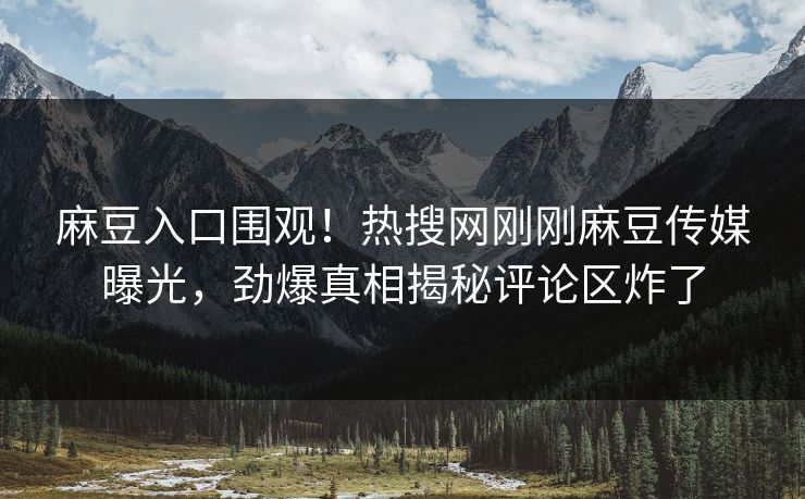 麻豆入口围观！热搜网刚刚麻豆传媒曝光，劲爆真相揭秘评论区炸了