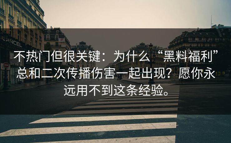 不热门但很关键:为什么“黑料福利”总和二次传播伤害一起出现?愿你永远用不到这条经验。 不热门但很关键:为什么“黑料福利”总和二次传播伤害一起出现?愿你永远用不到这条经验。