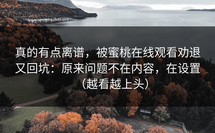 真的有点离谱，被蜜桃在线观看劝退又回坑：原来问题不在内容，在设置（越看越上头）