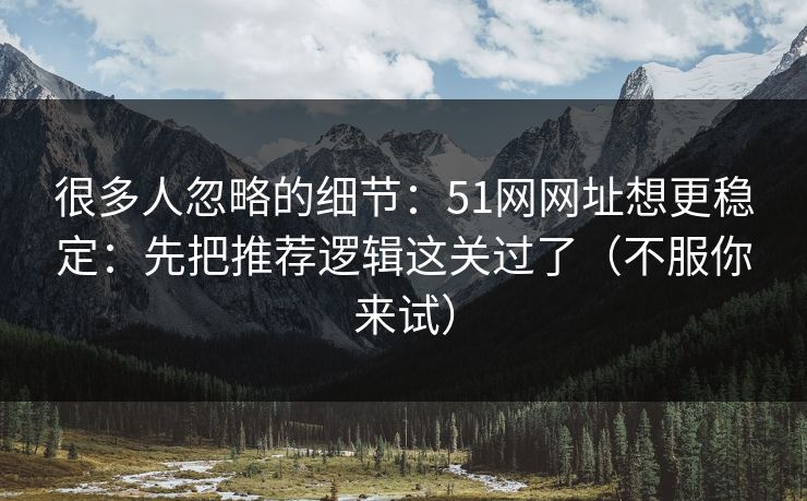 很多人忽略的细节：51网网址想更稳定：先把推荐逻辑这关过了（不服你来试）